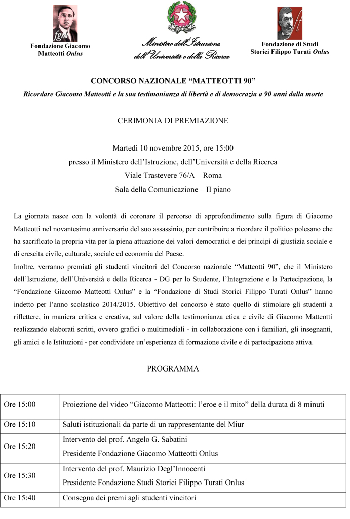Programma_Premiazione Concorso Matteotti90  10_11_15