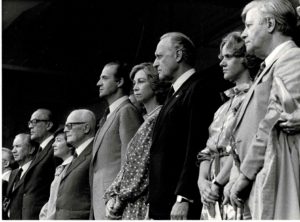 Mondiali di calcio in Spagna: Pertini, il re Juan Carlos e Helmut Schmidt.