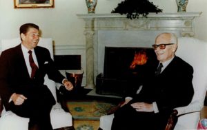 Washington. A colloquio con il presidente Reagan alla Casa Bianca.